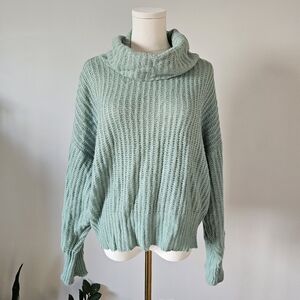 Elan S Soft Mint Cowl Neck Knit Sweater